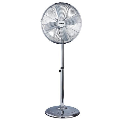 Tower 16" Metal Pedestal Fan Chrome Stainless Steel