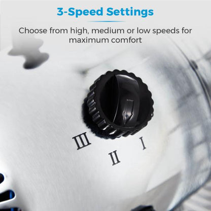 Tower 16" Metal Pedestal Fan Chrome Stainless Steel