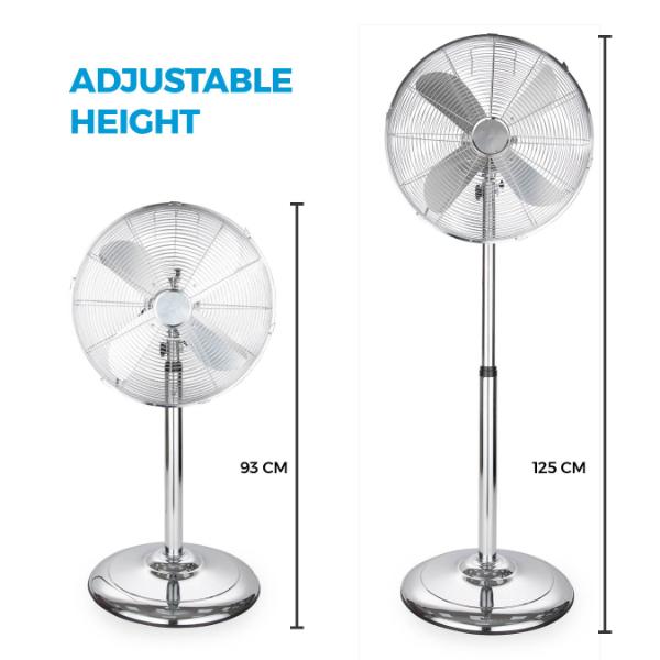 Tower 16" Metal Pedestal Fan Chrome Stainless Steel