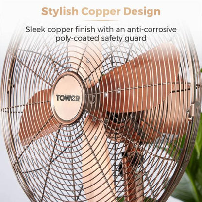 Tower 16" Metal Pedestal Fan Copper