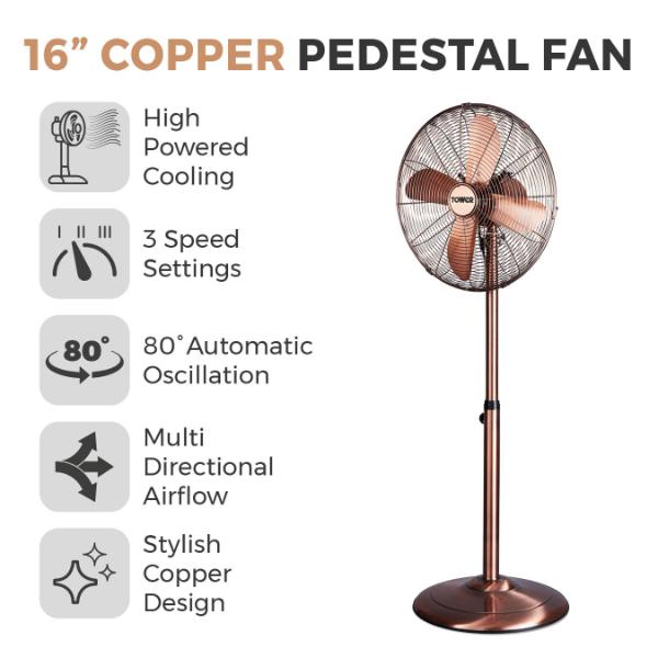 Tower 16" Metal Pedestal Fan Copper