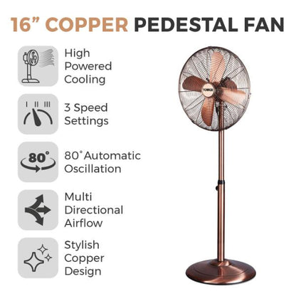 Tower 16" Metal Pedestal Fan Copper
