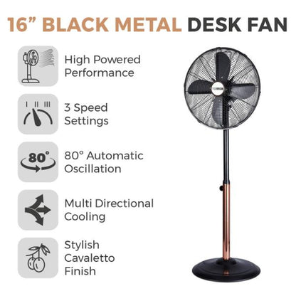 Tower Cavaletto 16" Metal Pedestal Fan Black