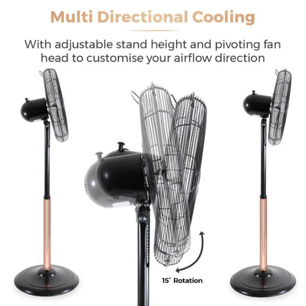 Tower Cavaletto 16" Metal Pedestal Fan Black