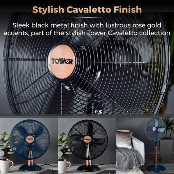 Tower Cavaletto 16" Metal Pedestal Fan Black