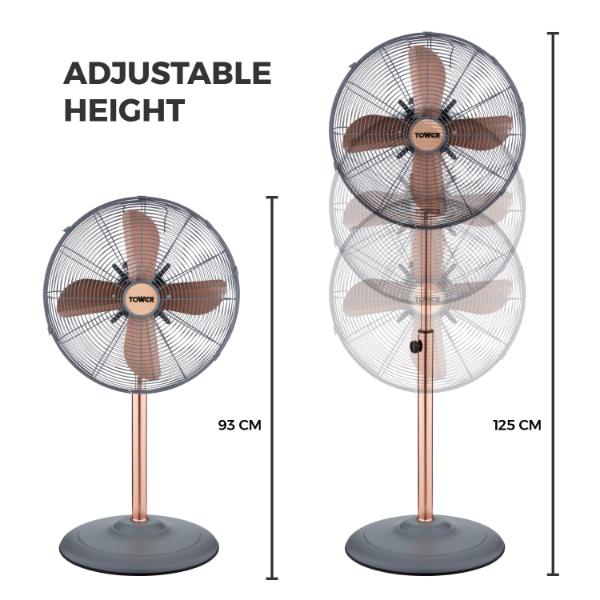 Tower Cavaletto 16" Metal Pedestal Fan Grey