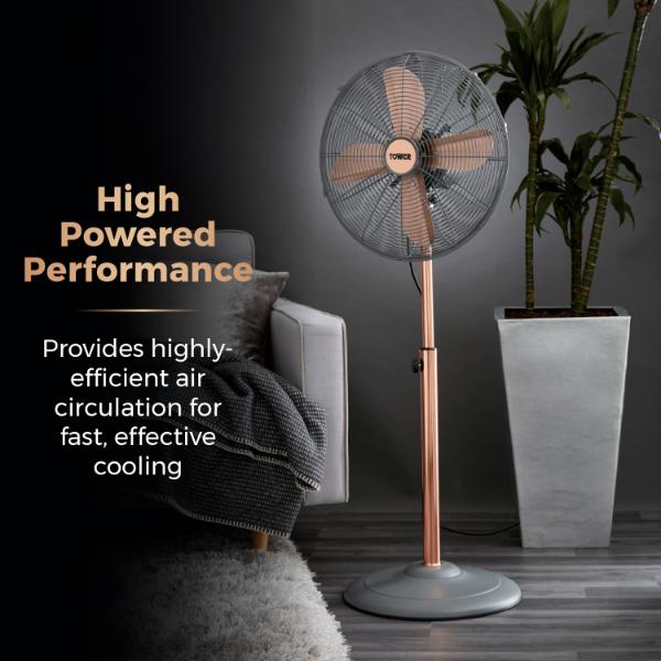 Tower Cavaletto 16" Metal Pedestal Fan Grey
