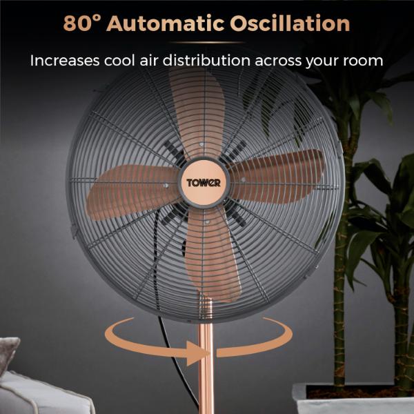 Tower Cavaletto 16" Metal Pedestal Fan Grey