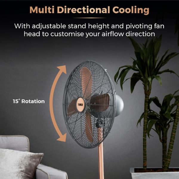 Tower Cavaletto 16" Metal Pedestal Fan Grey