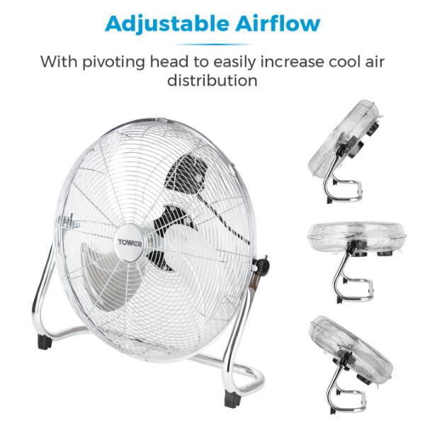 Tower 18" Velocity Floor Fan Stainless Steel