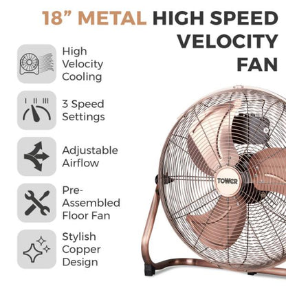Tower 18" Velocity Floor Fan Copper