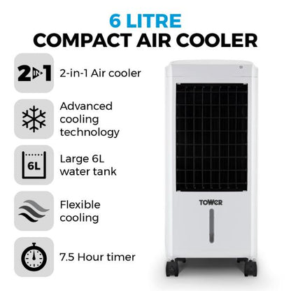Tower 6L Compact Air Cooler White