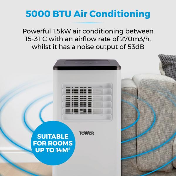 Tower 5000BTU 3-in-1 Air Conditioner White
