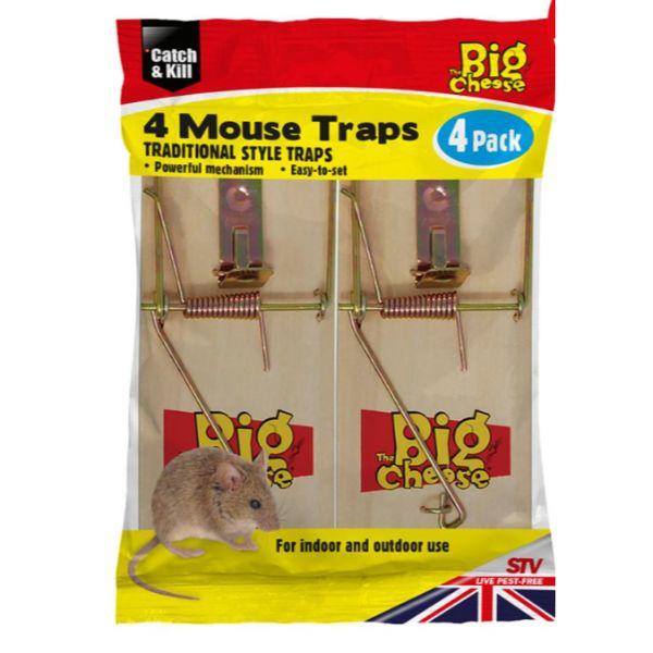 Big Cheese Wooden Mouse Trap 4 Pack