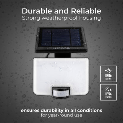 Luceco Solar Floodlight 11 Watt 1500 Lumens  With PIR And Detachable Solar Panel 4000k