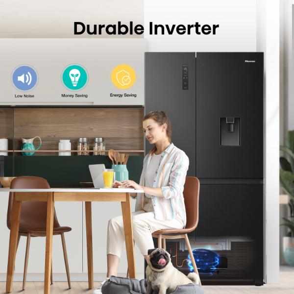 Hisense RS840N4WFE 91cm 649L PureFlat American-Style Side-by-side Smart Fridge Freezer E Rated| Black