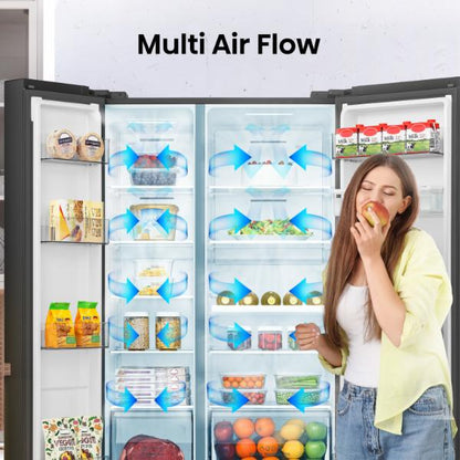 Hisense RS840N4WFE 91cm 649L PureFlat American-Style Side-by-side Smart Fridge Freezer E Rated| Black