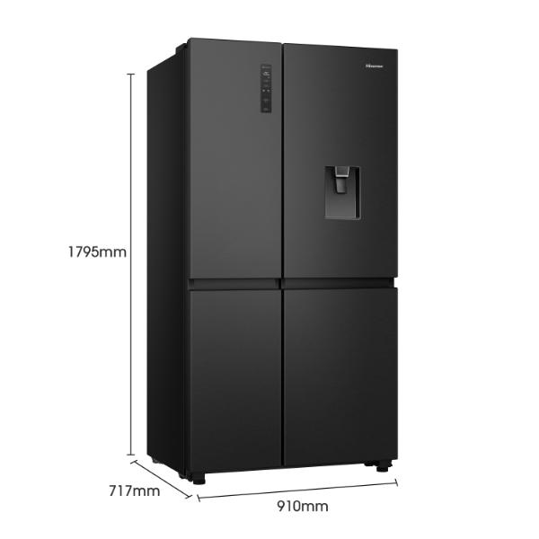 Hisense RS840N4WFE 91cm 649L PureFlat American-Style Side-by-side Smart Fridge Freezer E Rated| Black