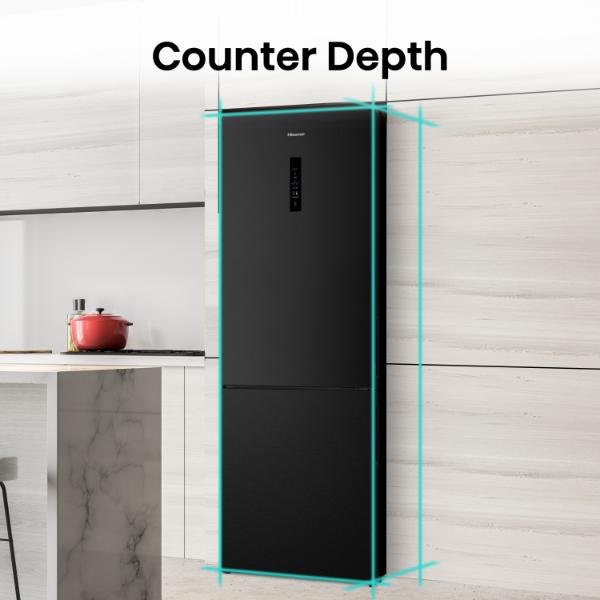 Hisense RB645N4BFE 70cm 495L 60/40 Frost Free Fridge Freezer - 2m Height E Rated| Black