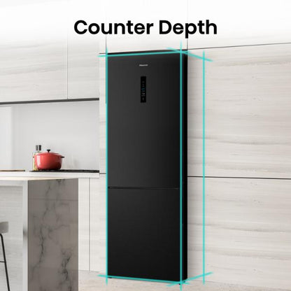 Hisense RB645N4BFE 70cm 495L 60/40 Frost Free Fridge Freezer - 2m Height E Rated| Black