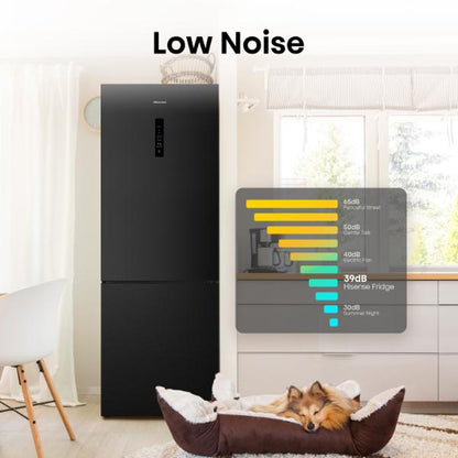 Hisense RB645N4BFE 70cm 495L 60/40 Frost Free Fridge Freezer - 2m Height E Rated| Black