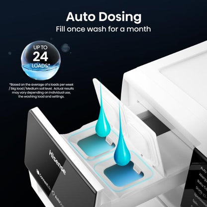 Hisense WF5S1245BB 12kg 1400 Spin Auto Dosing Washing Machine - A Rated | Black