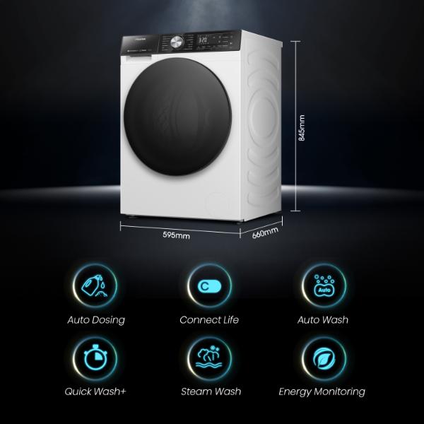 Hisense WF5S1045BW 10.5kg 1400 Spin  Auto Dosing Washing Machine - A Rated | White