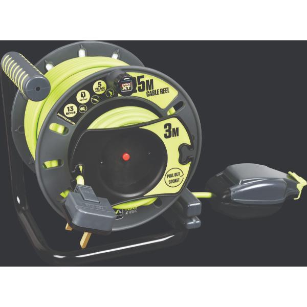 Single Socket Weatherproof Socket 25M+3M 13 Amp Reverse M Open Reel (Uk)