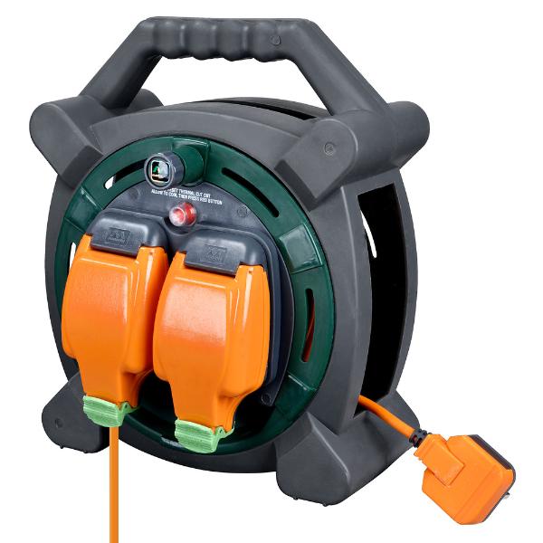 Double Socket 20M 13 Amp Performance Case Reel + Weatherproof Sockets