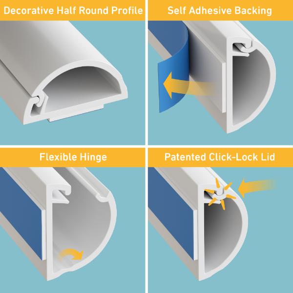 D-Line Trunking 20x10mm ½-round White 2M