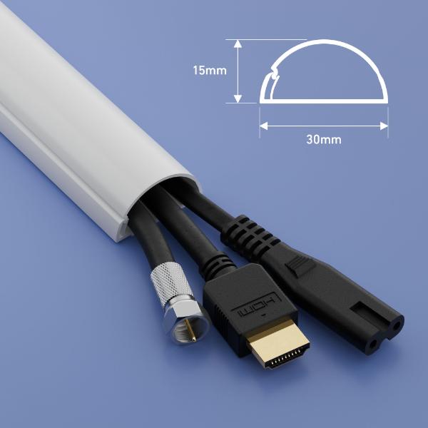 D-Line Trunking 30x15mm ½-round White 2M