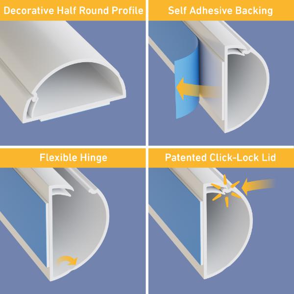 D-Line Trunking 30x15mm ½-round White 2M
