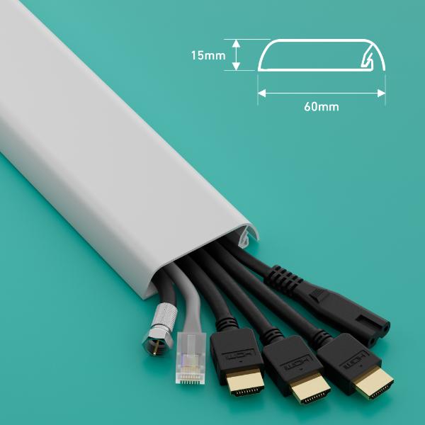D-Line TV Cable Cover 60x15mm White 760mm