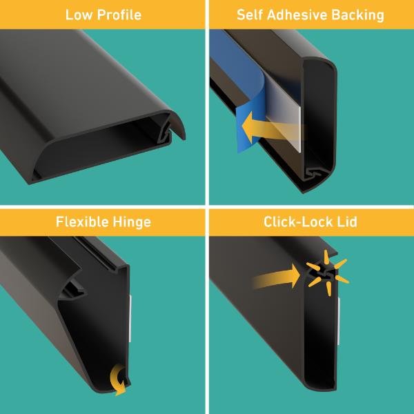D-Line TV Cable Cover 60x15mm Black 760mm