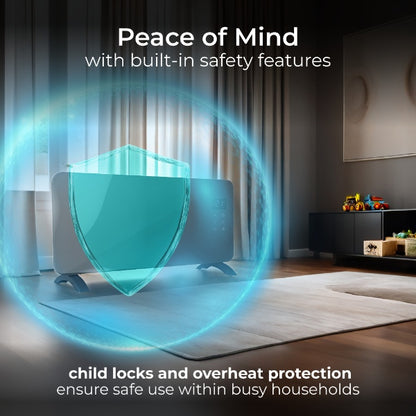 Masterplug Auraline Smartenergy Glass Panel Heater 2000W Slate Grey