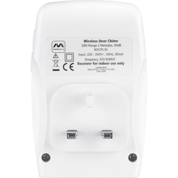 Masterplug Plug-In Door Chime with 30M Range