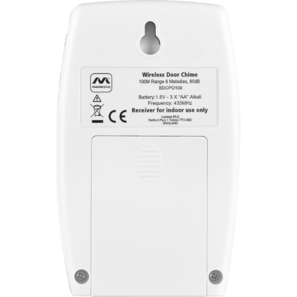 Masterplug Battery Powered Door Chime with 100M Range