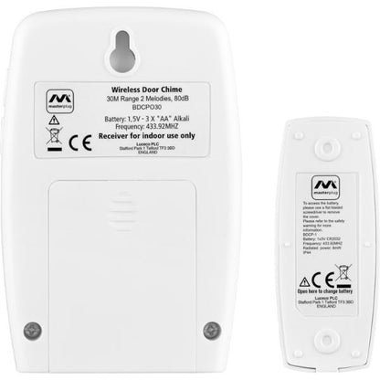 Masterplug Battery Powered Door Chime with 30M Range