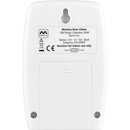 Masterplug Battery Powered Door Chime with 30M Range