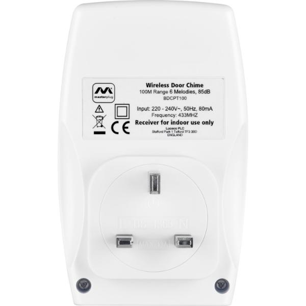 Masterplug Plug-Through Door Chime with 100M Range