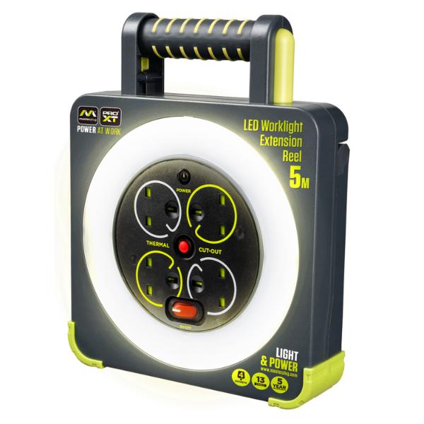 Masterplug 4 Socket 5M 13 Amp H05Vv-F3G1,25mm Worklight Reel