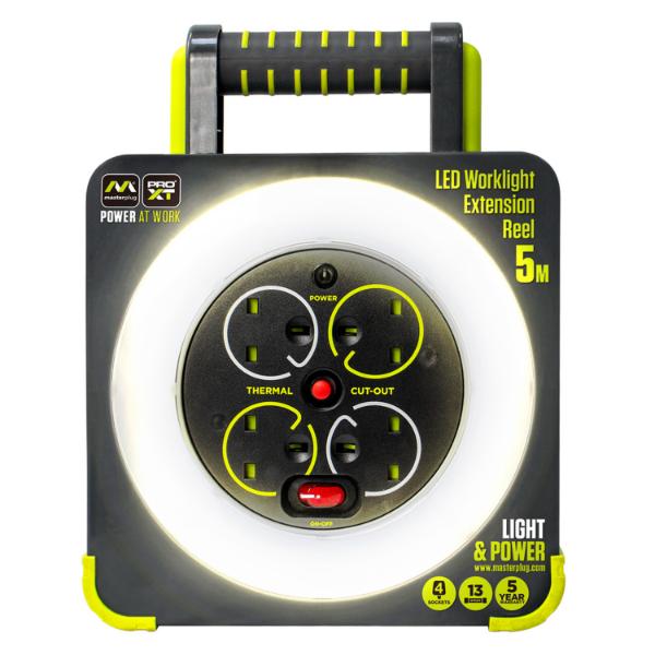 Masterplug 4 Socket 5M 13 Amp H05Vv-F3G1,25mm Worklight Reel