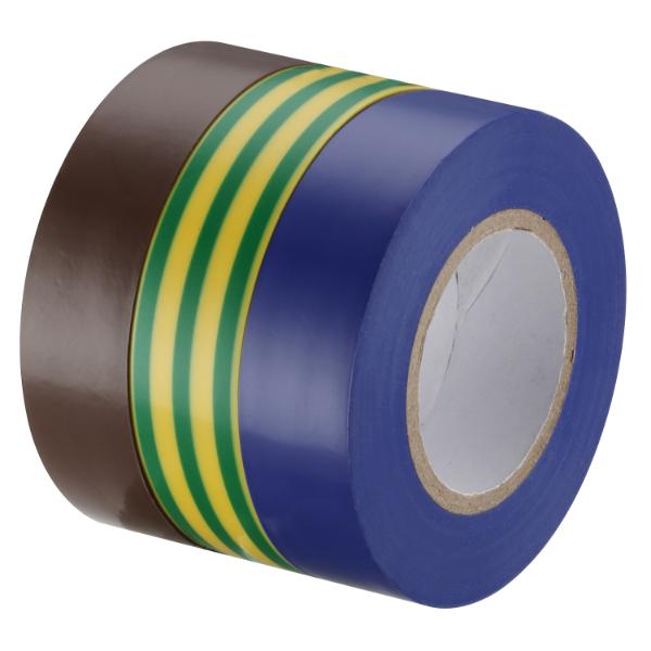 British General Mixed 3 Pack Blue Brown and Earth Insulation Tape 19mm X 20M Reel