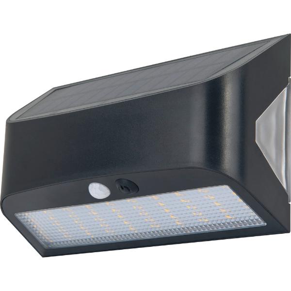 Luceco Prysm Solar Wall Light USB &amp; PIR Sensor, IP54, 6W, 600lm, Black