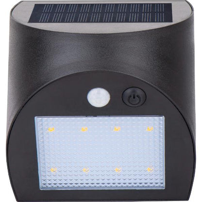 Luceco Prysm Solar Wall Light USB &amp; PIR Sensor, IP54, 3W, 300lm, Black