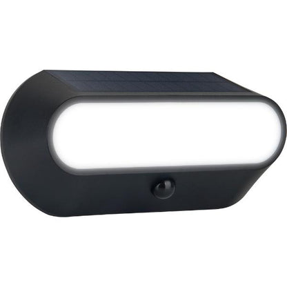 Luceco Carina Decorative Solar Bulkhead Light, IP54, 5W, 470lm, Black