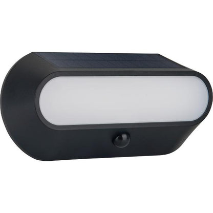 Luceco Carina Decorative Solar Bulkhead Light, IP54, 5W, 470lm, Black