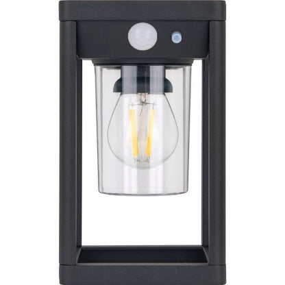 Luceco Filament Solar Wall Light Lantern &amp; PIR, IP54 220lm 3000K Black