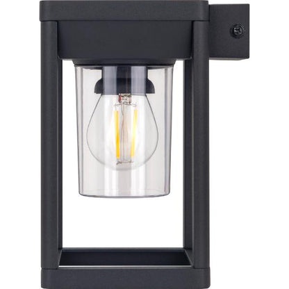 Luceco Filament Solar Wall Light Lantern &amp; PIR, IP54 220lm 3000K Black