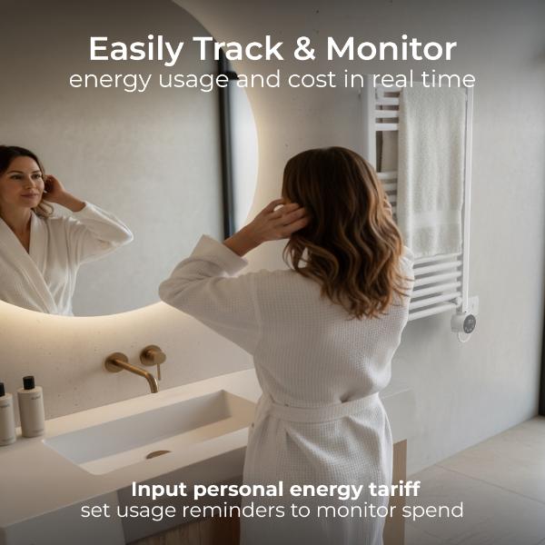 Masterplug SmartEnergy Monitoring Towel Rail 500W 800x500mm White
